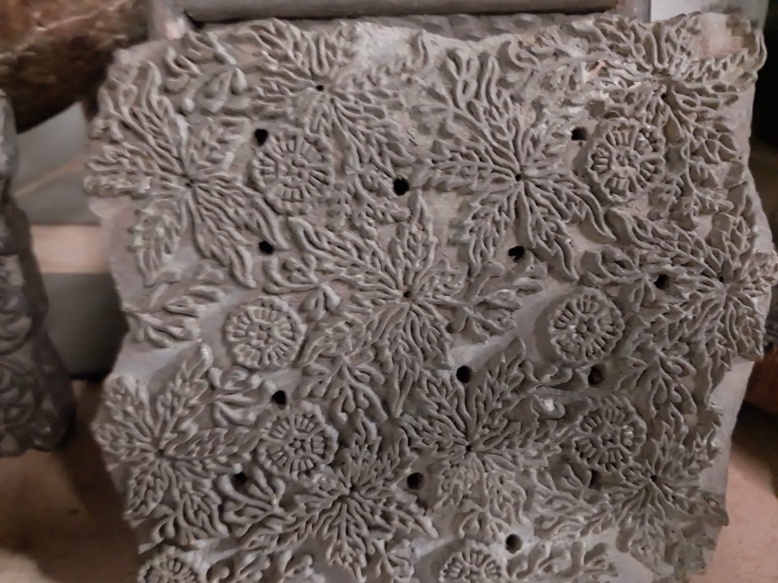 Vintage Carved Wooden Fabric Prinitng Block