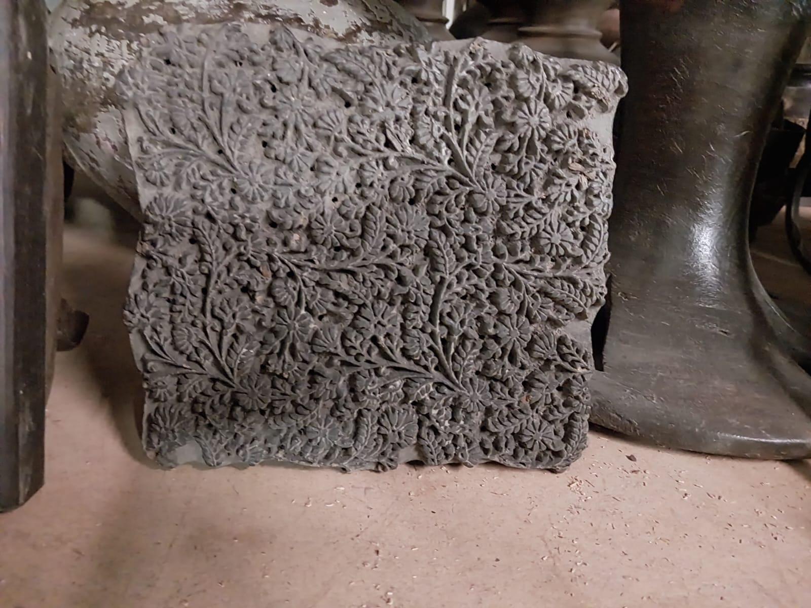 Vintage Carved Wooden Fabric Prinitng Block