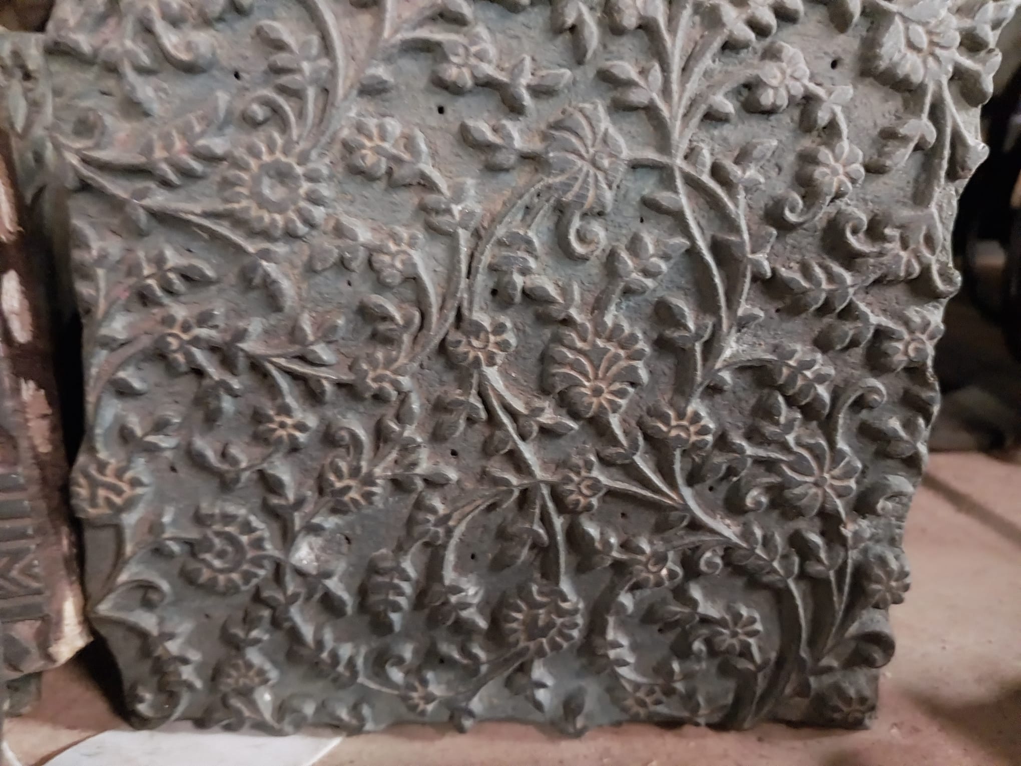Vintage Carved Wooden Fabric Prinitng Block