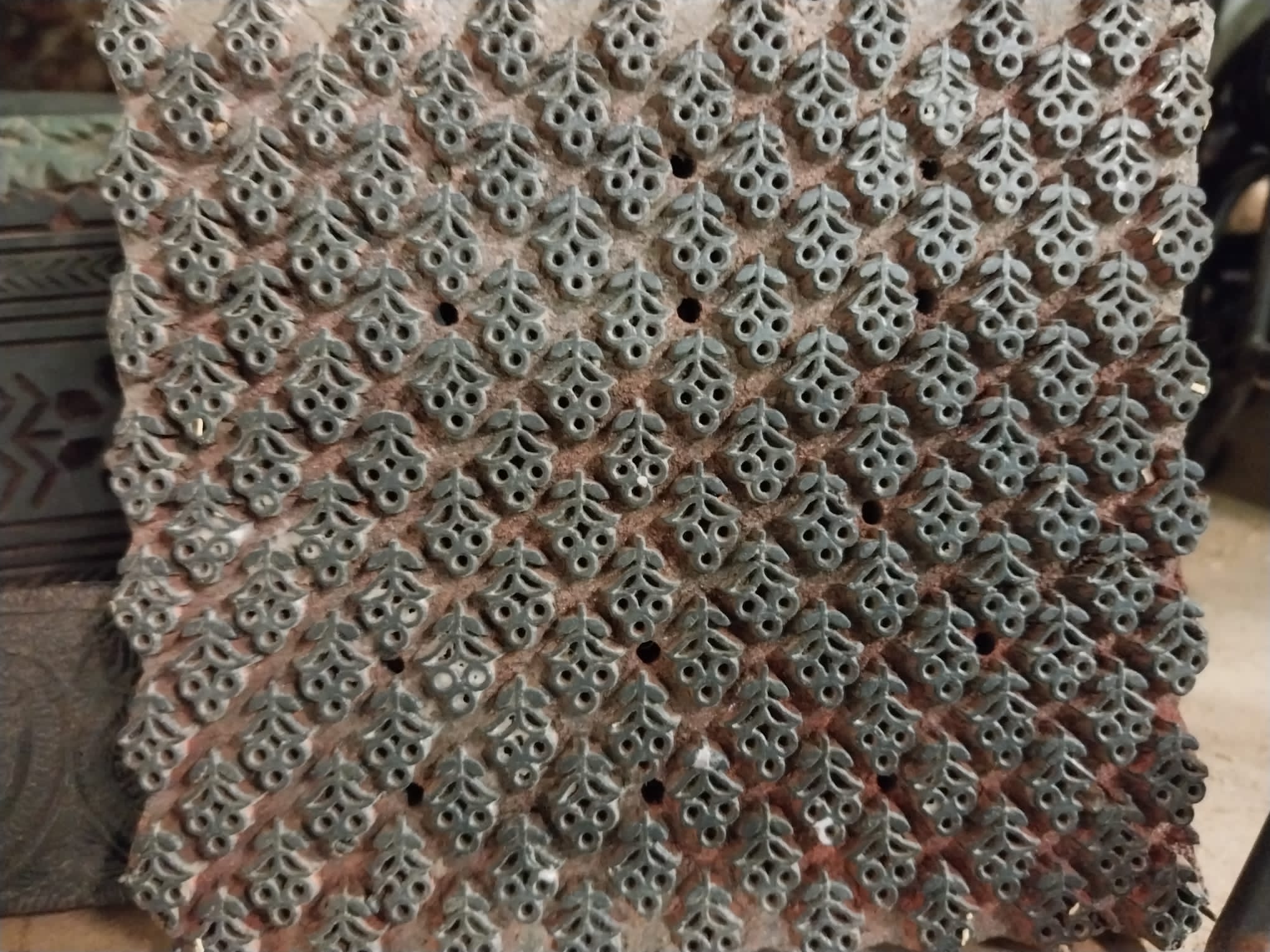 Vintage Carved Wooden Fabric Prinitng Block