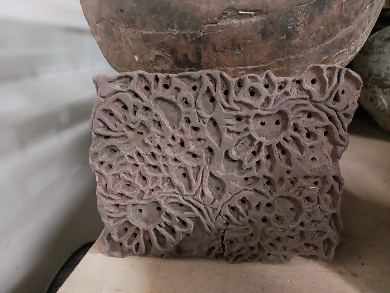 Vintage Carved Wooden Fabric Prinitng Block
