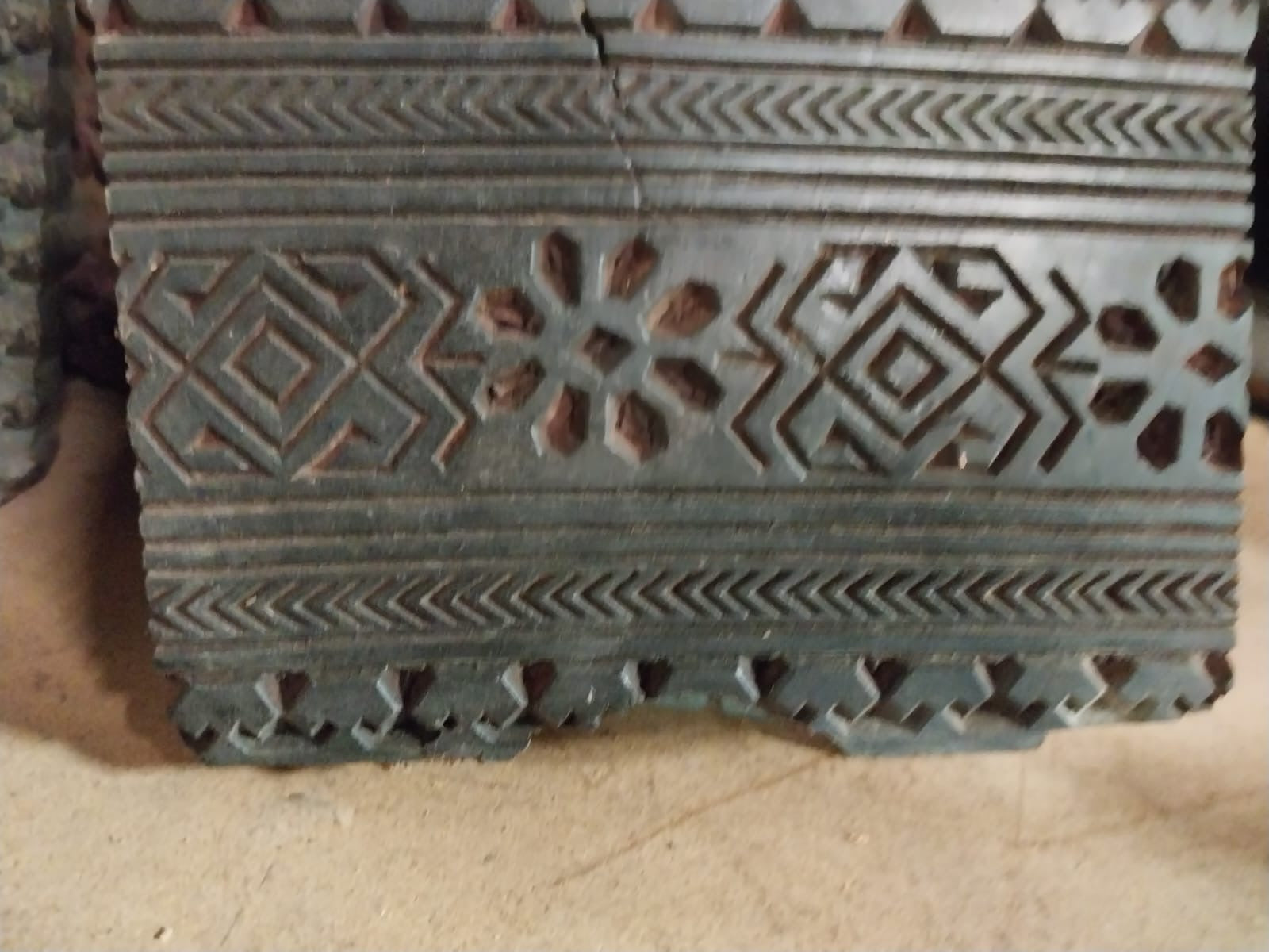 Vintage Carved Wooden Fabric Prinitng Block
