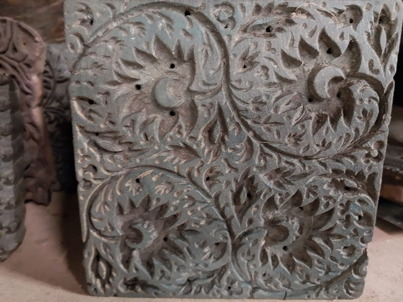 Vintage Carved Wooden Fabric Prinitng Block