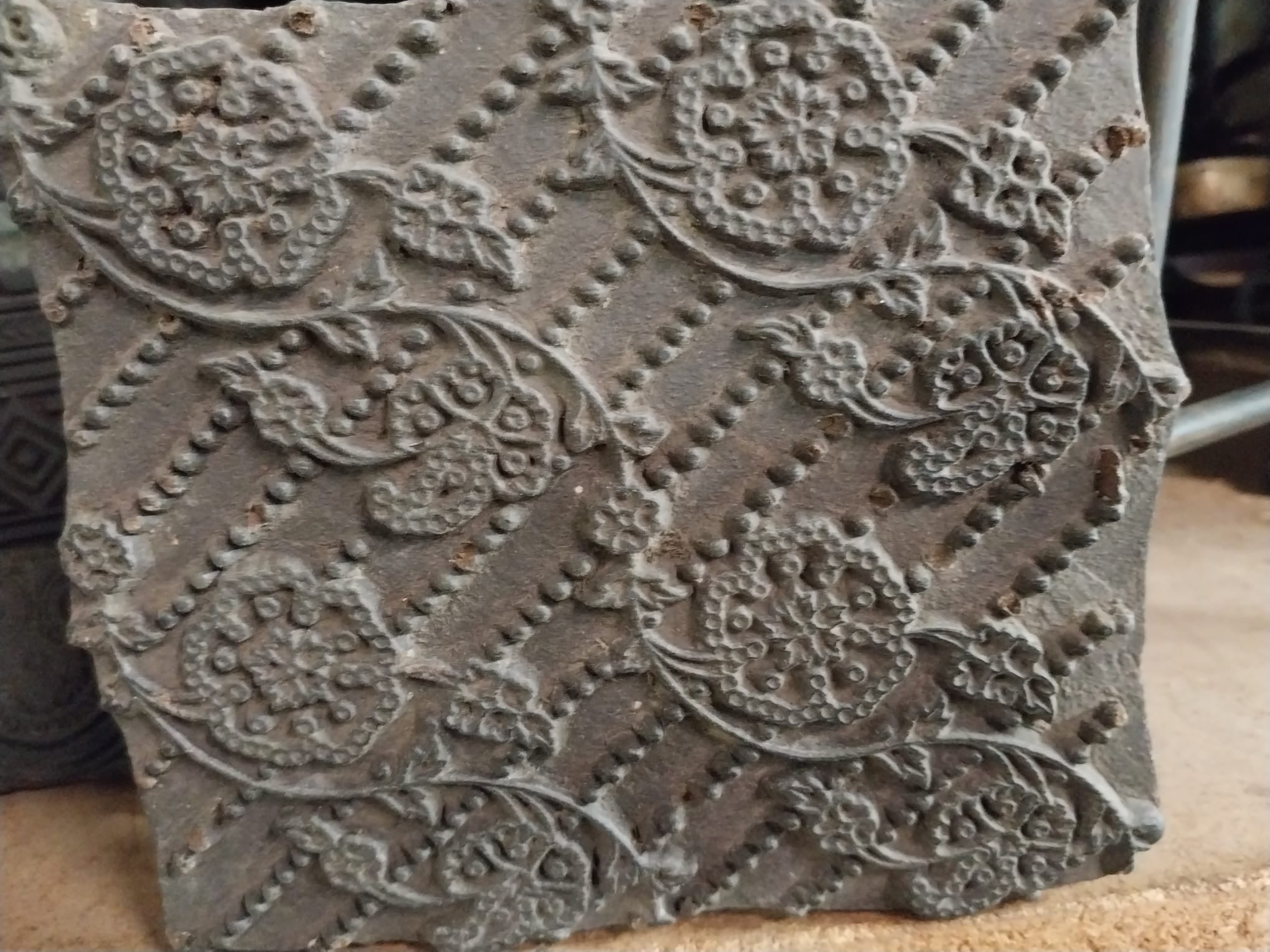 Vintage Carved Wooden Fabric Prinitng Block