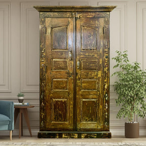 Rustic Vintage Door Repurposed 51" Wide Large Bedroom Armoire