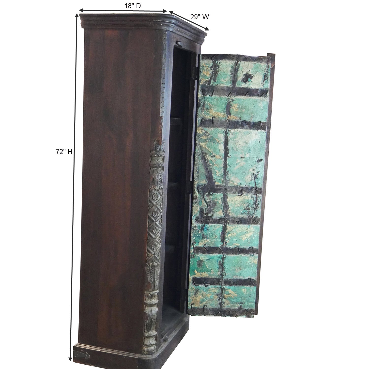Two Tone Distressed Finished Farmhouse 72 in. Tall Storage Cabinet With 3 Shelves