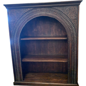 Unique Carved Solid Wood Arched Front 51" Wide Bookcase