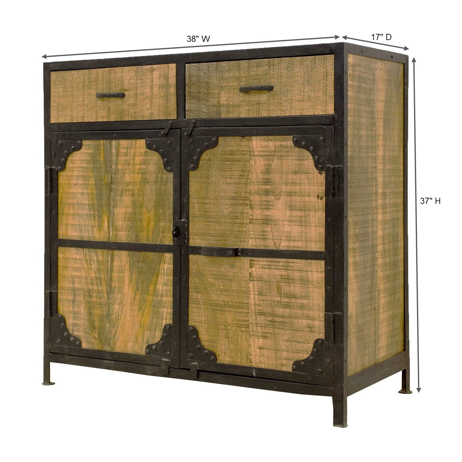 Industrial Style Wood And Metal Industrial Style 2-Door Cabinet