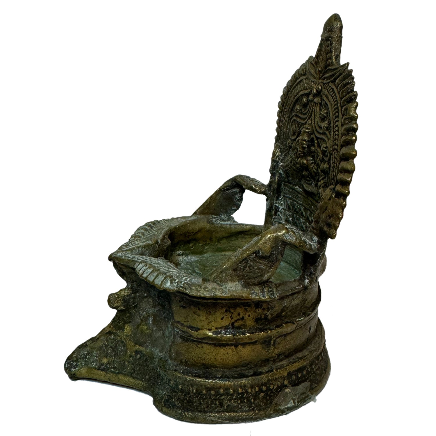 Antique Brass Oil Lamp With Embossed