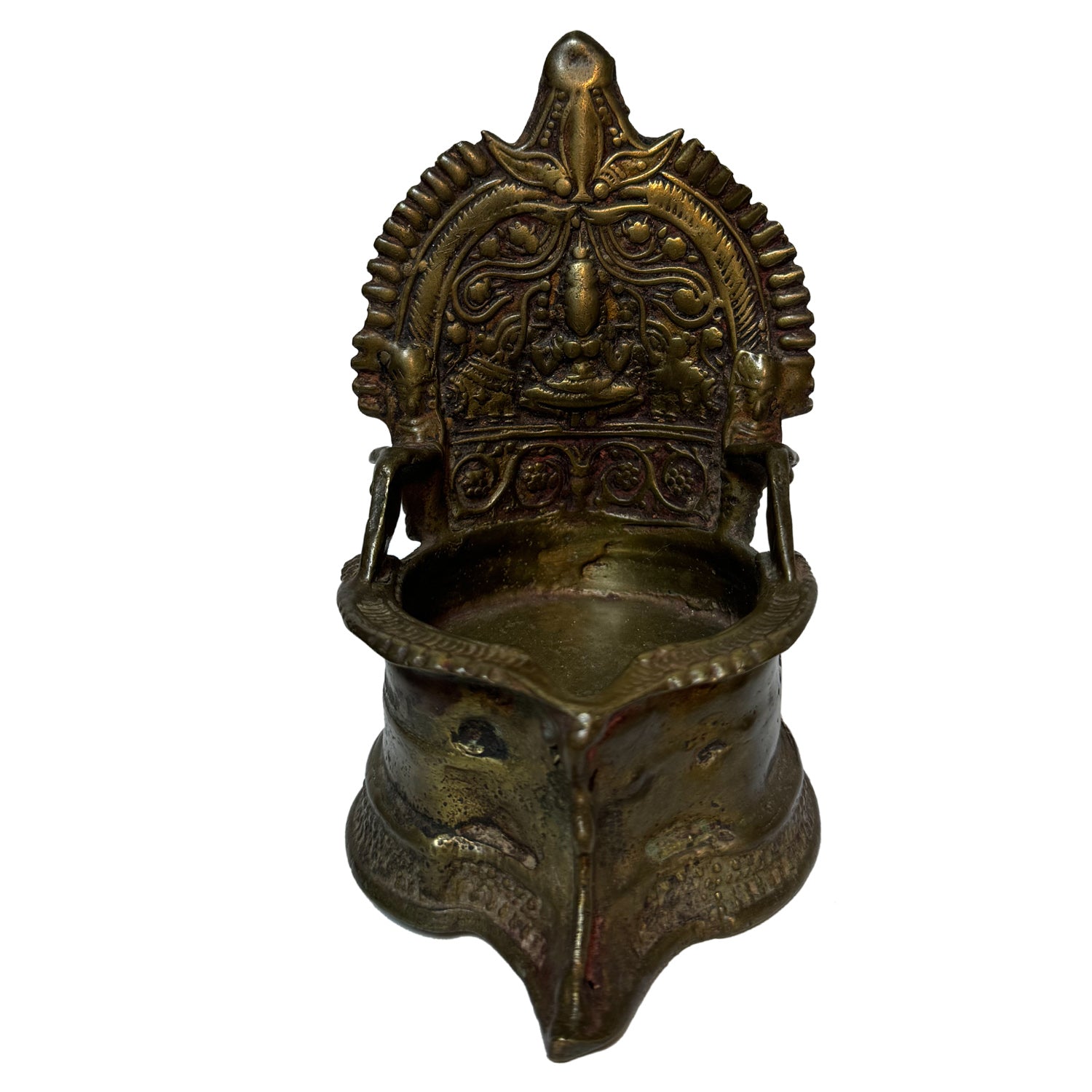 Antique Brass Oil Lamp With Embossed