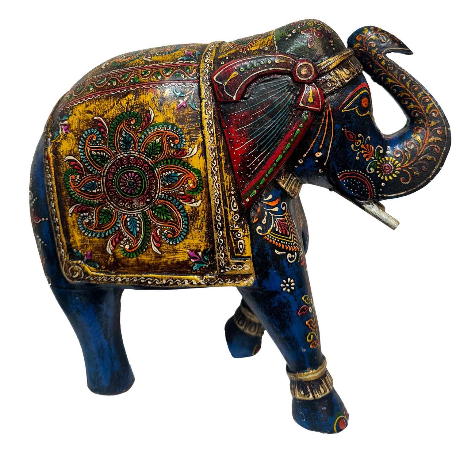 Artistic Hand Painted 12 in.Tall Wooden Royal Elephant