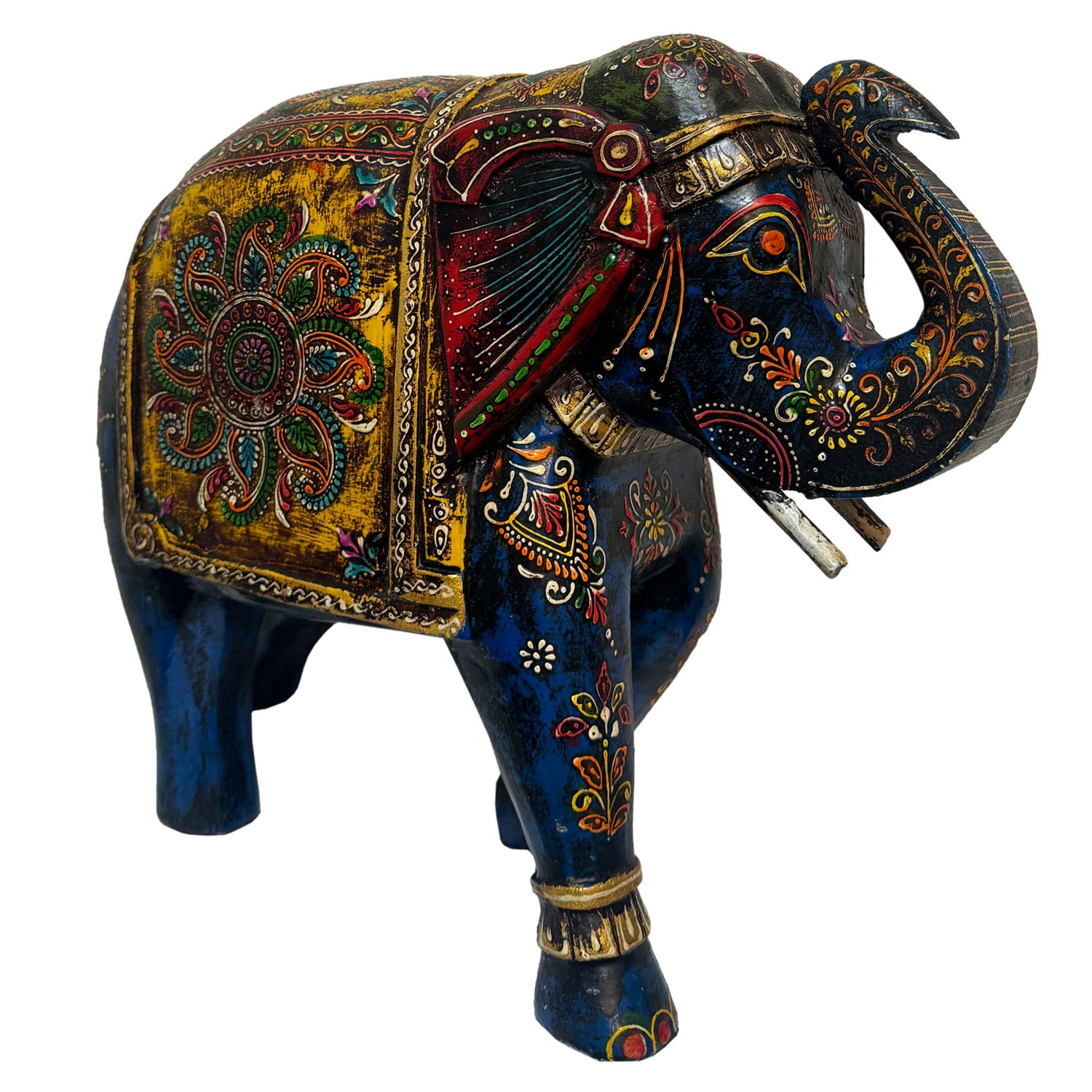 Artistic Hand Painted 12 in.Tall Wooden Royal Elephant