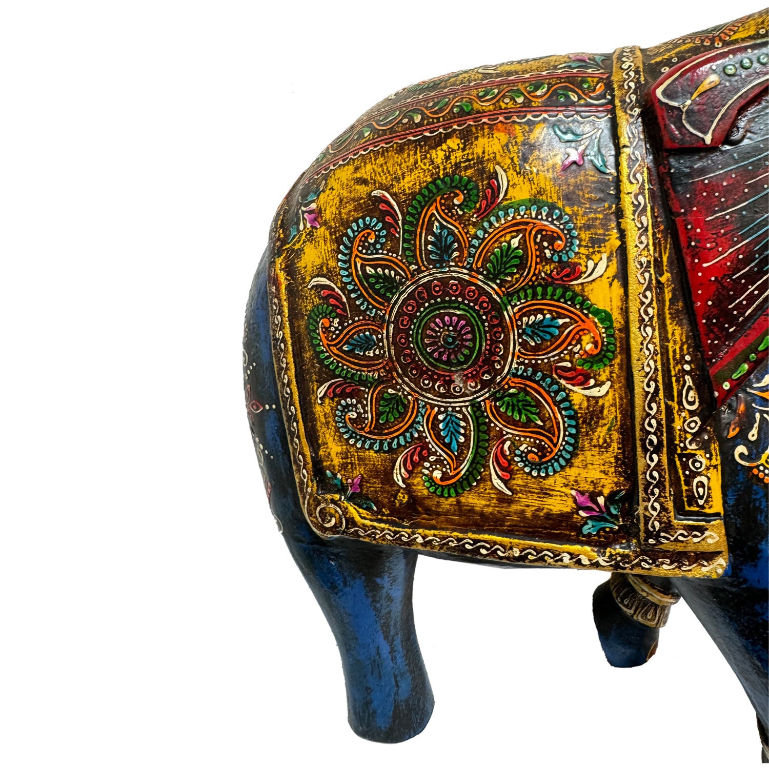 Artistic Hand Painted 12 in.Tall Wooden Royal Elephant