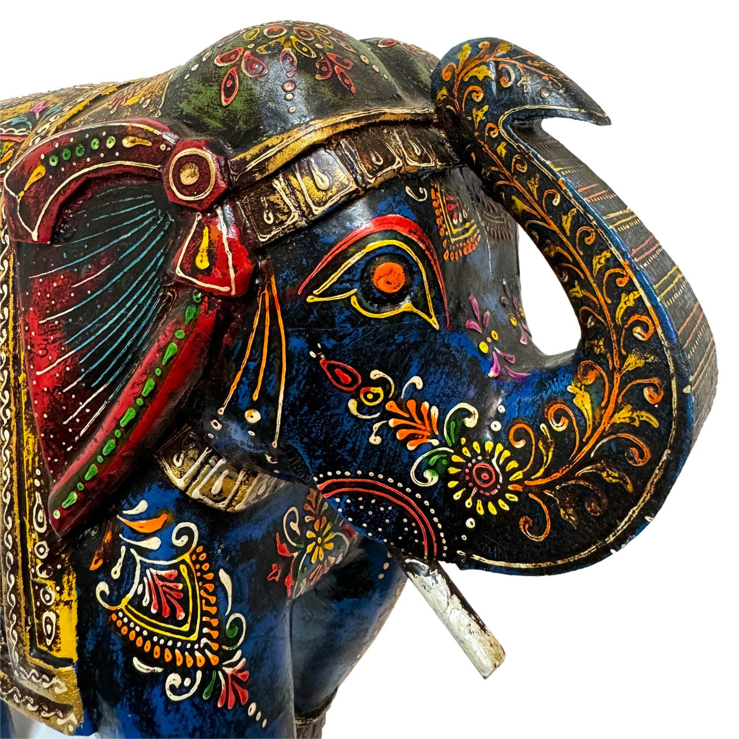 Artistic Hand Painted 12 in.Tall Wooden Royal Elephant