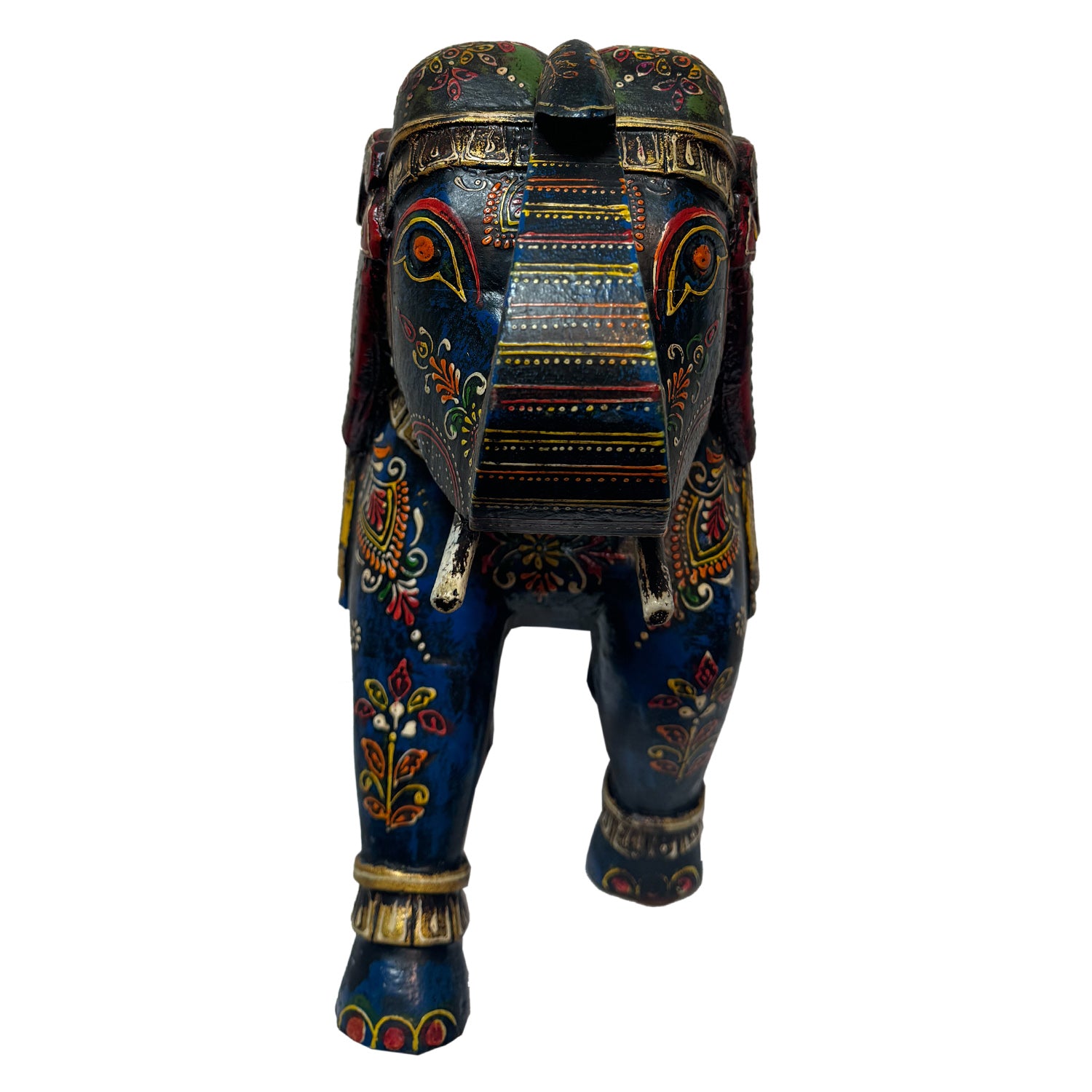 Artistic Hand Painted 12 in.Tall Wooden Royal Elephant