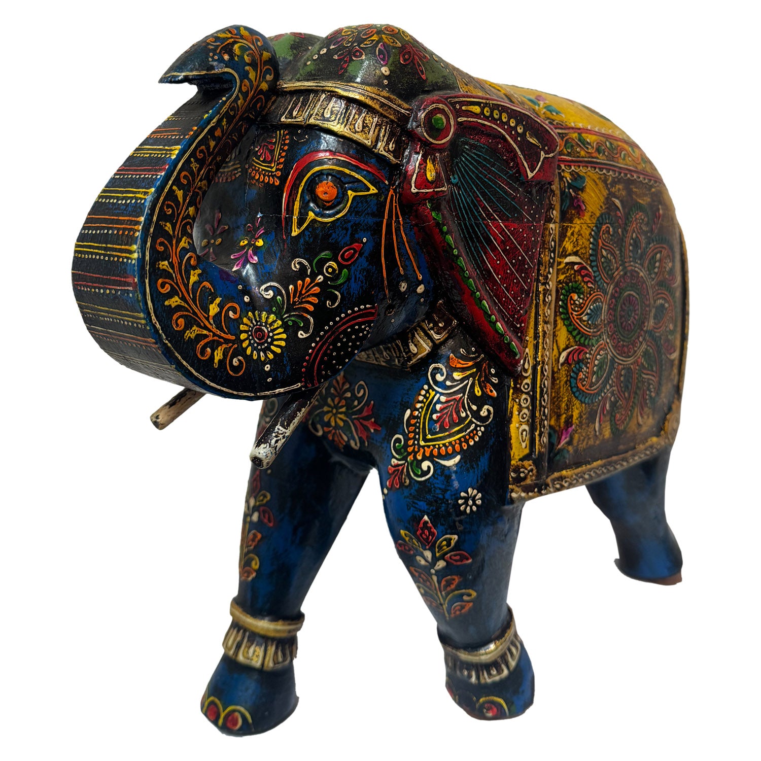 Artistic Hand Painted 12 in.Tall Wooden Royal Elephant