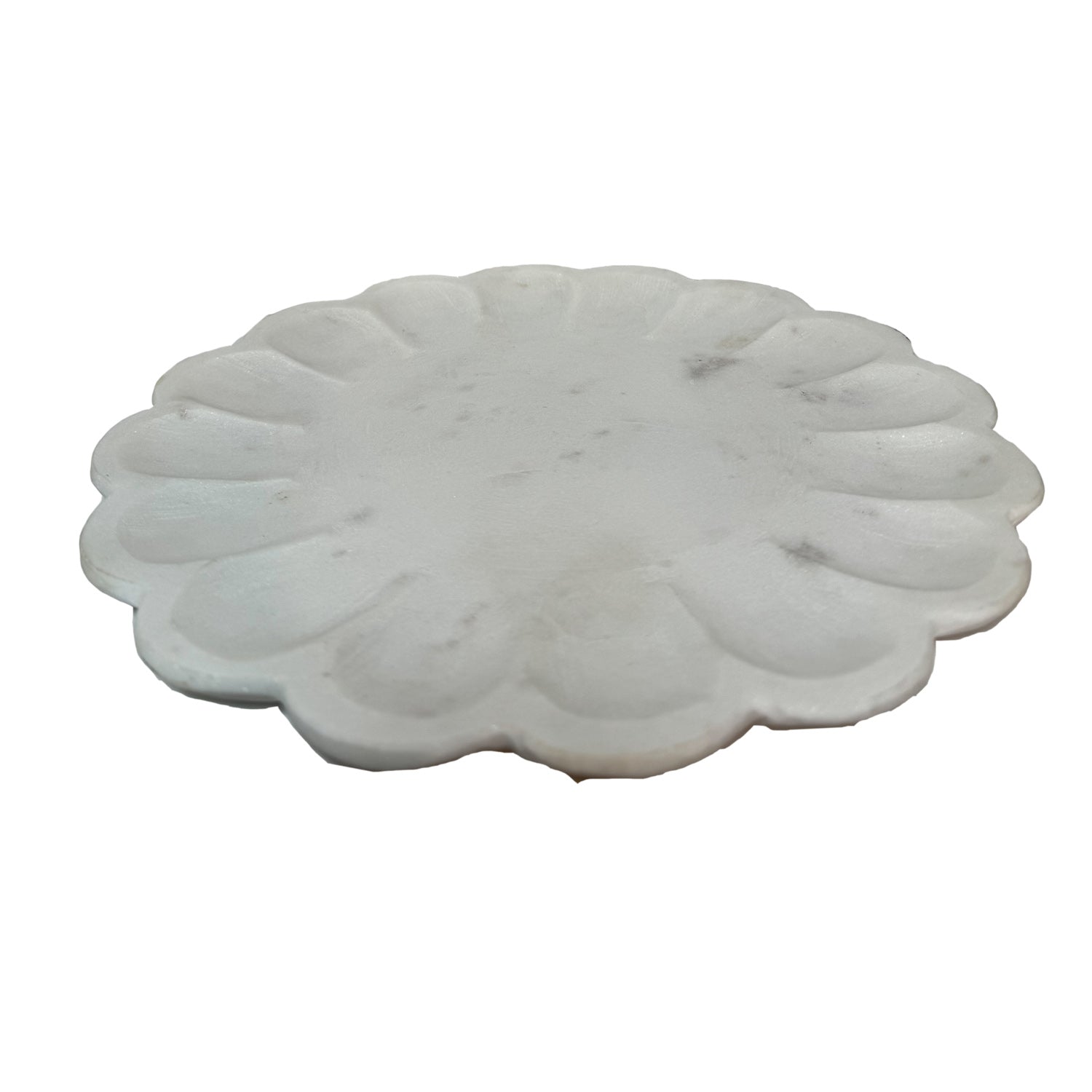 10 in. Round Handmade Scalloped Marble Platter