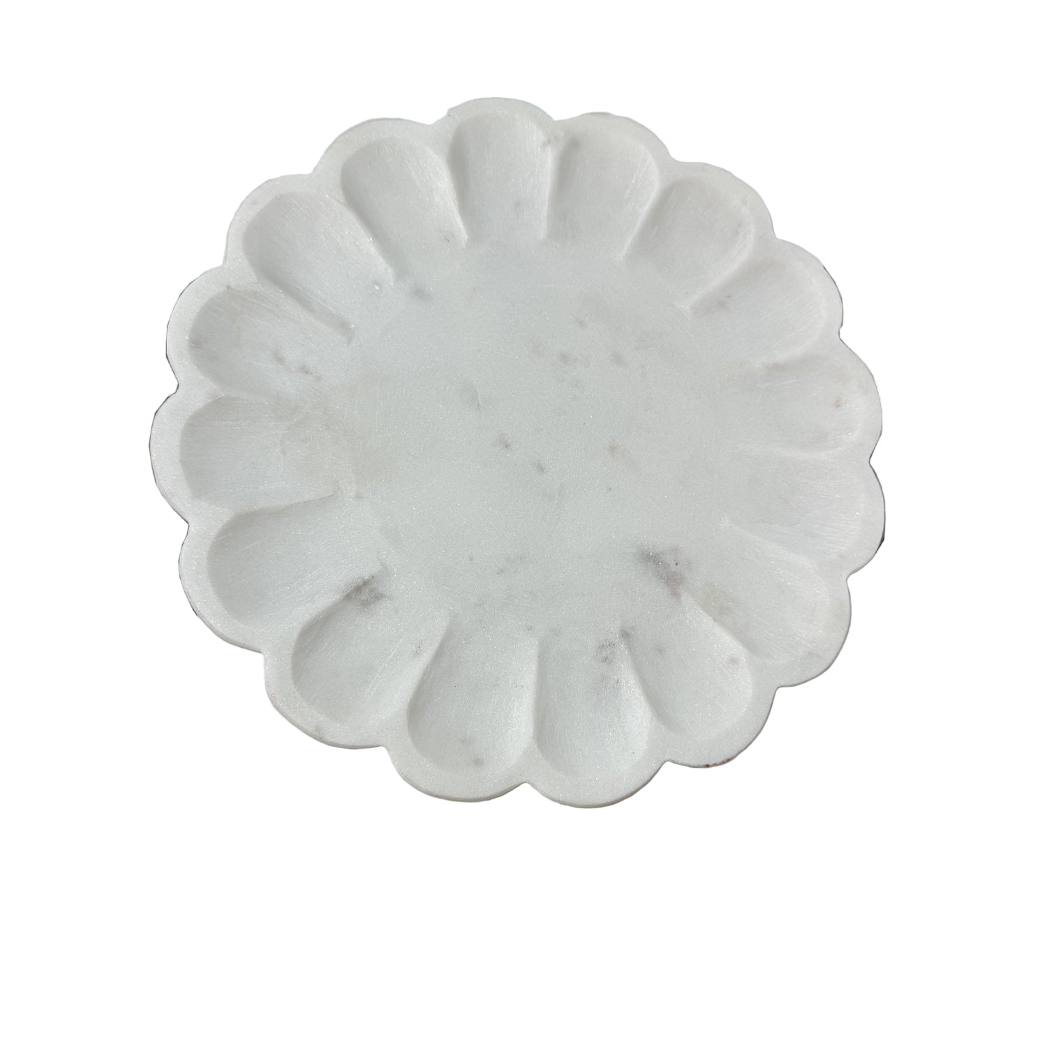 10 in. Round Handmade Scalloped Marble Platter