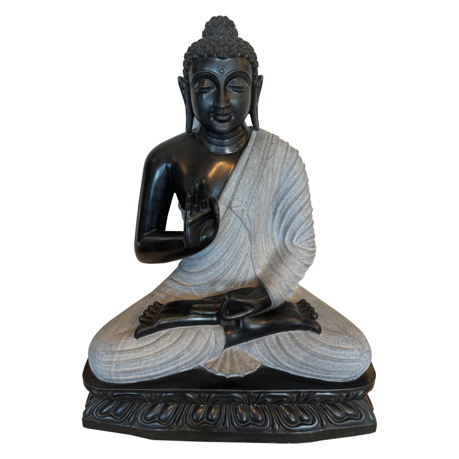 Handmade Black Marble 25 in. Tall Buddha Statue