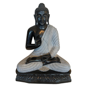 Handmade Black Marble 25 in. Tall Buddha Statue