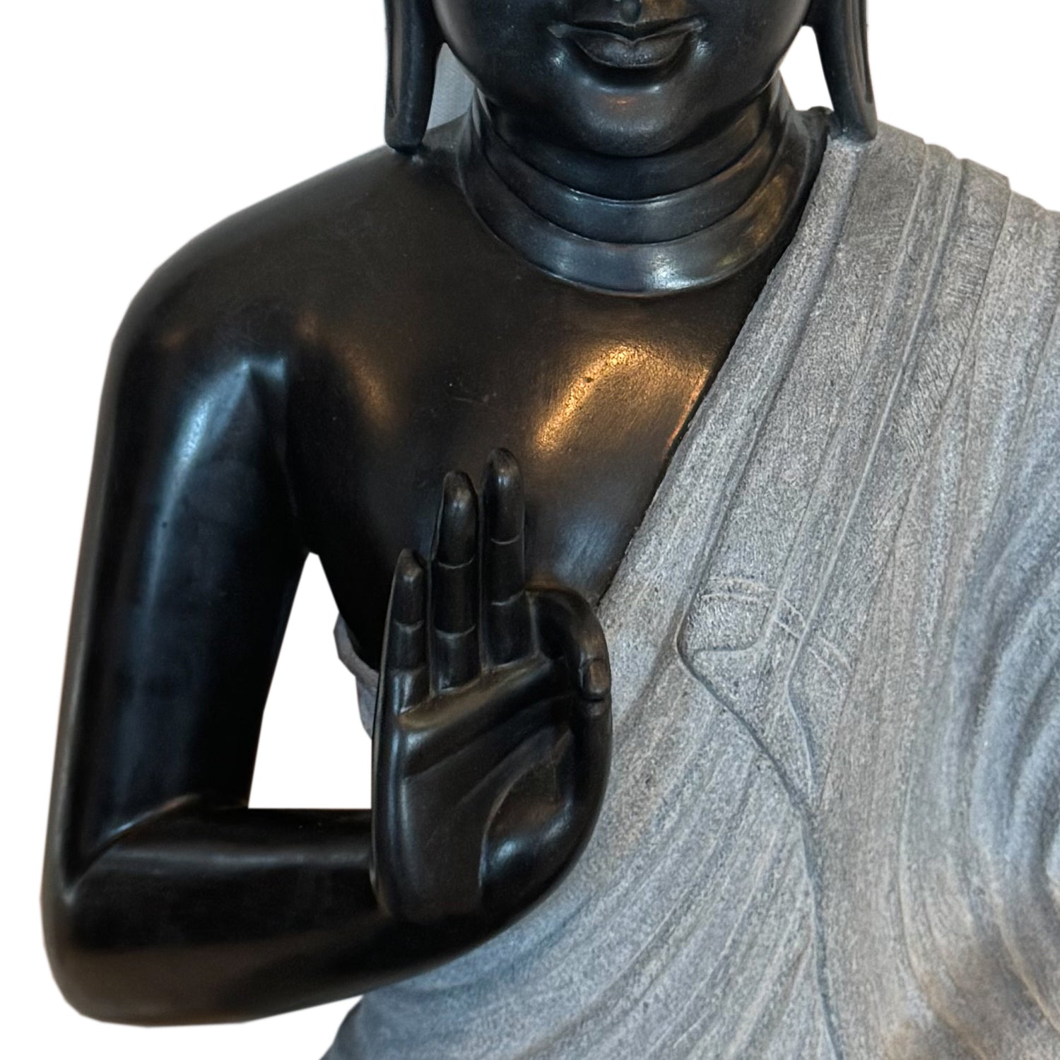Handmade Black Marble 25 in. Tall Buddha Statue
