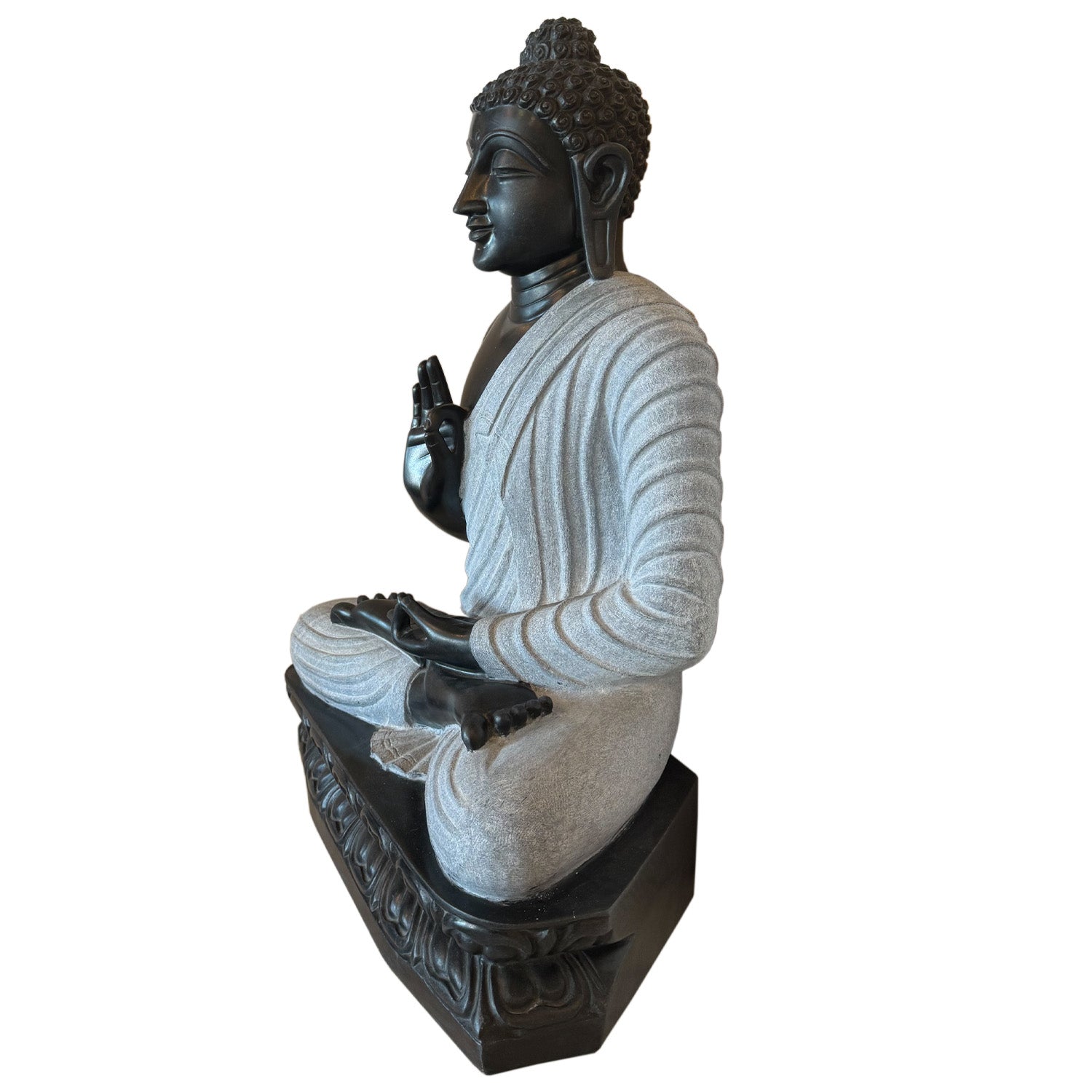 Handmade Black Marble 25 in. Tall Buddha Statue