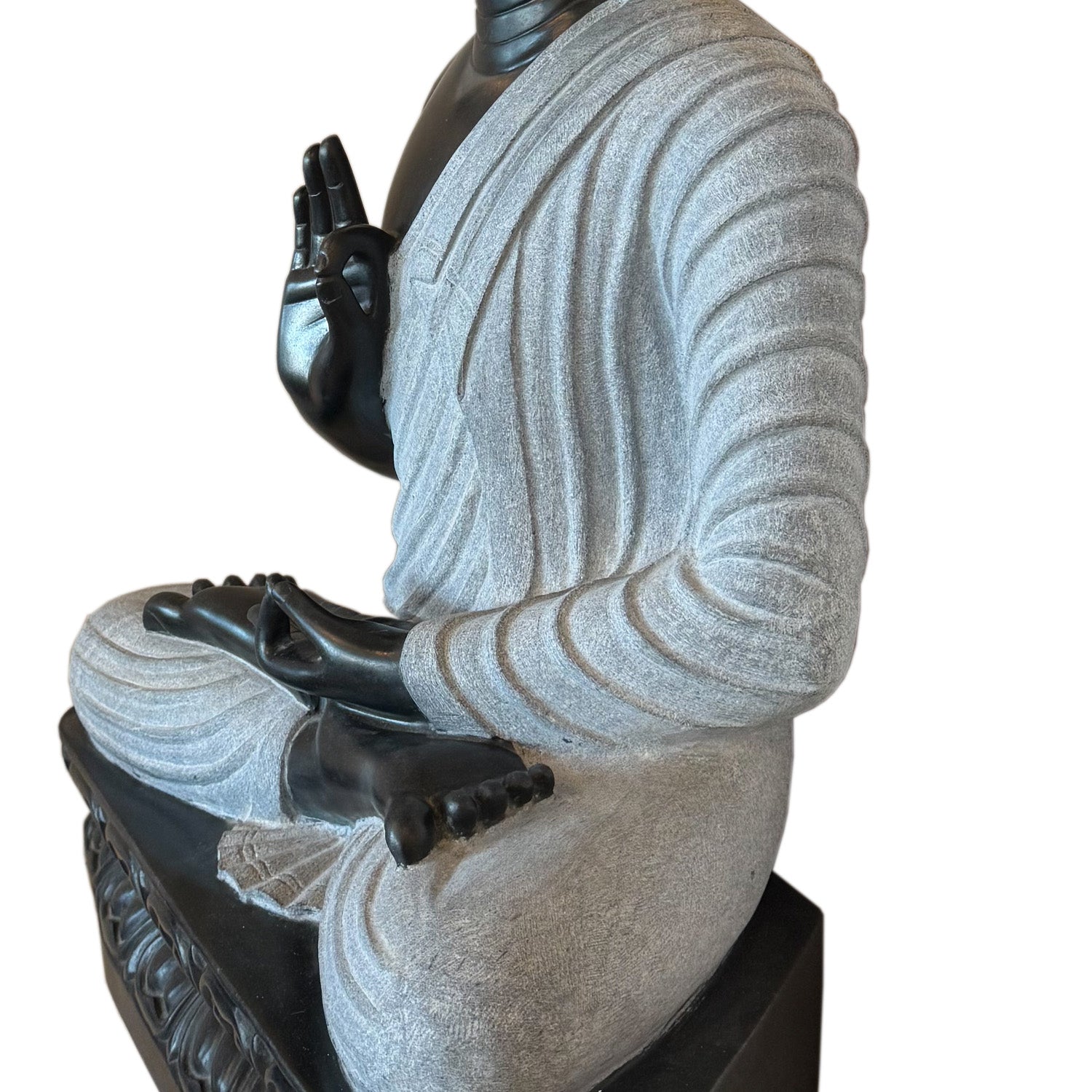 Handmade Black Marble 25 in. Tall Buddha Statue