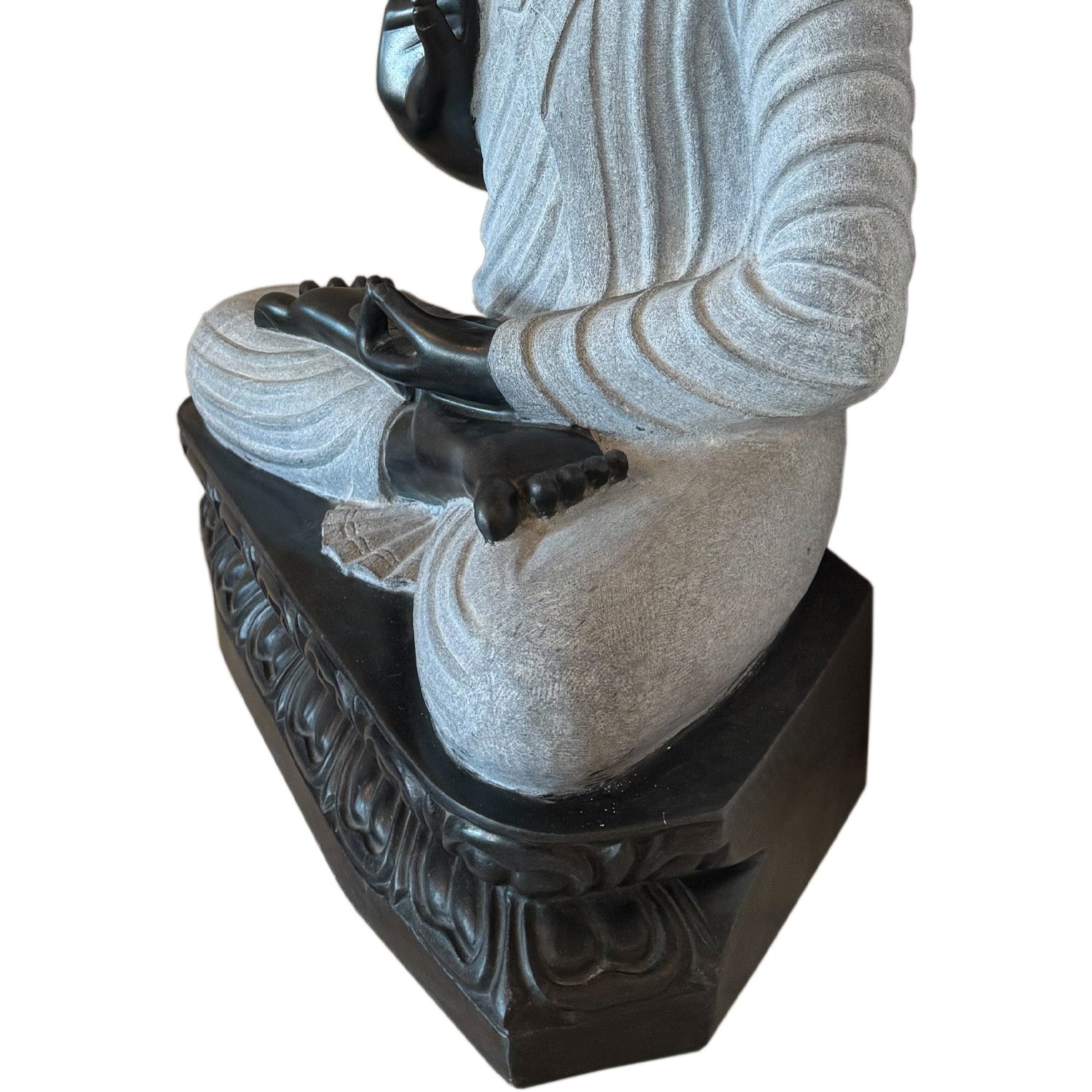 Handmade Black Marble 25 in. Tall Buddha Statue