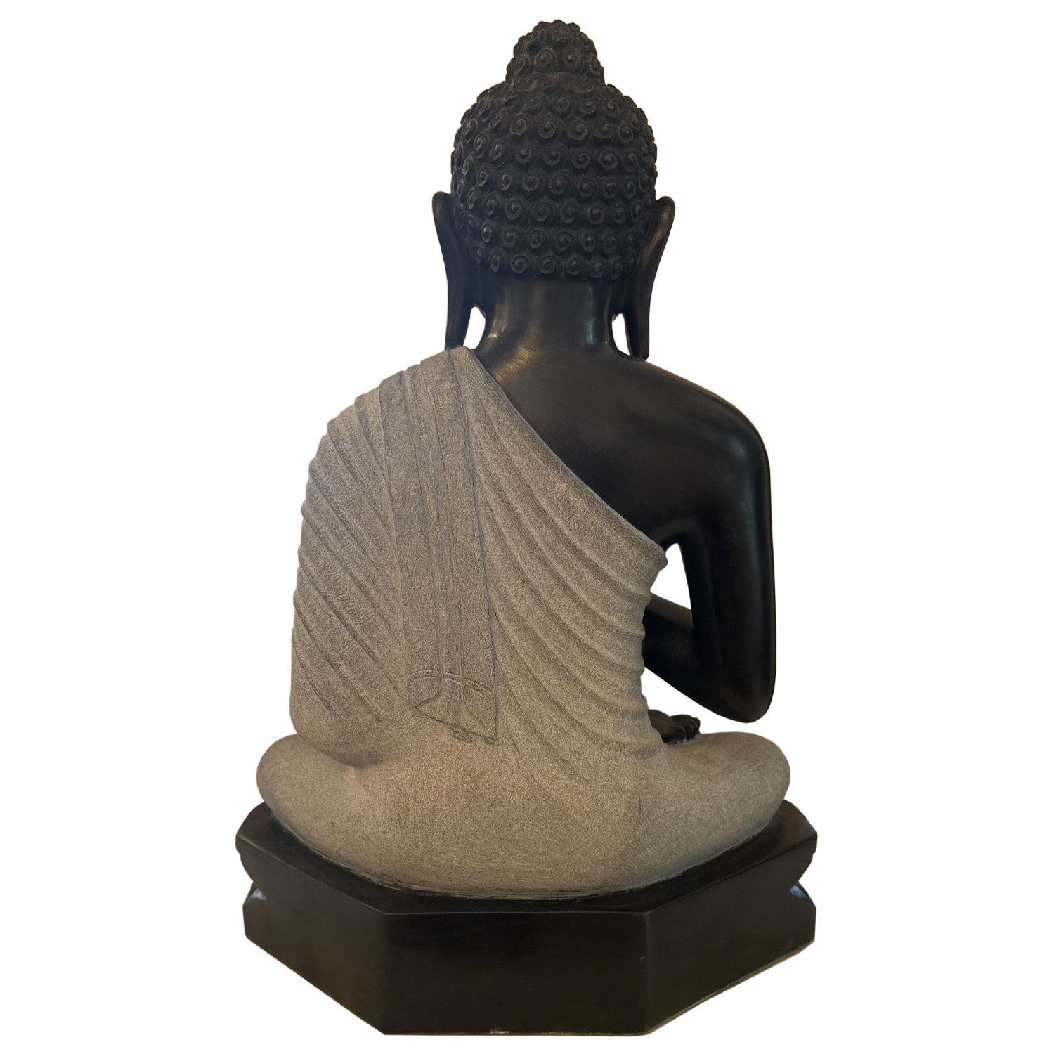 Handmade Black Marble 25 in. Tall Buddha Statue