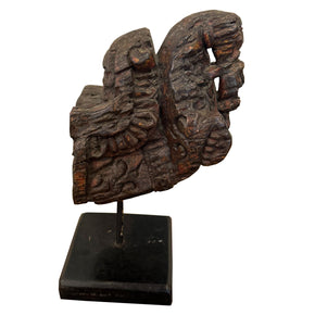 Antique 1800s Hand Carved Horse Corbel on Display Stand
