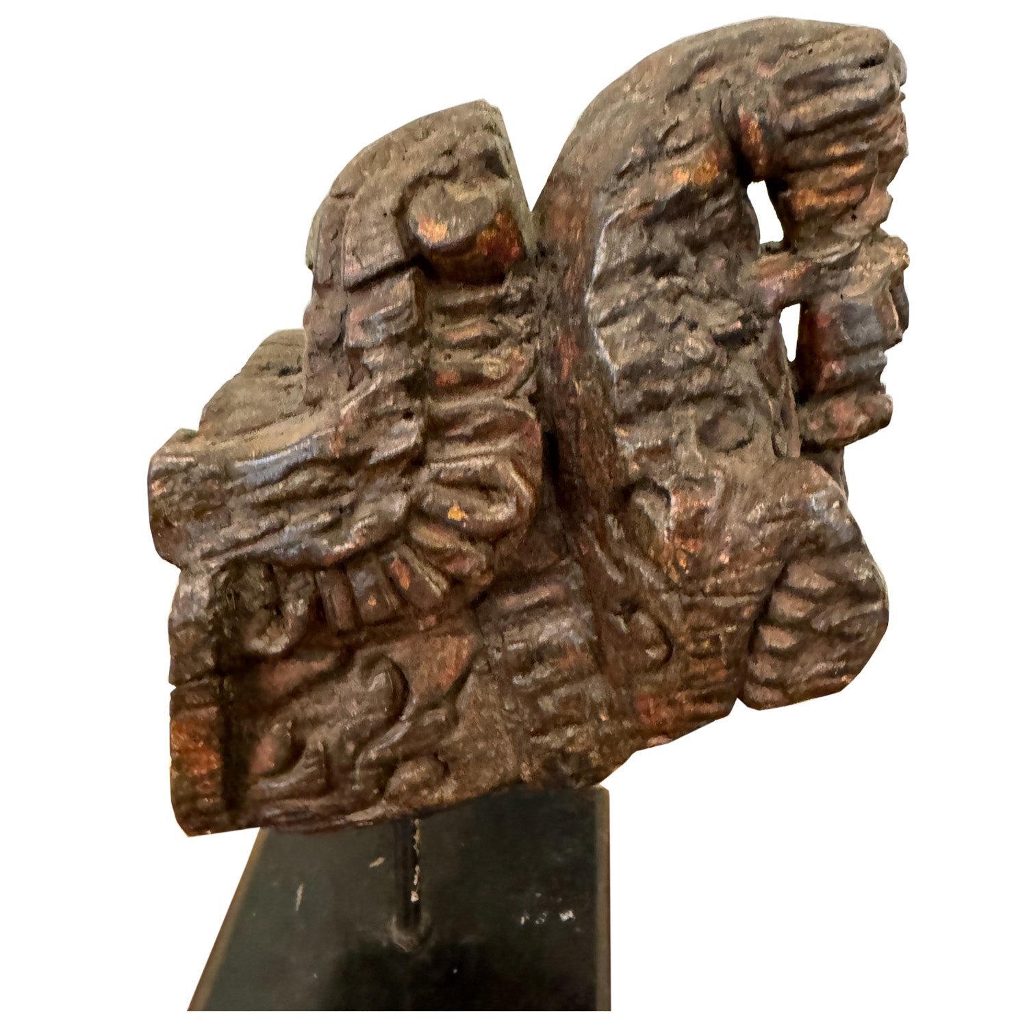 Antique 1800s Hand Carved Horse Corbel on Display Stand