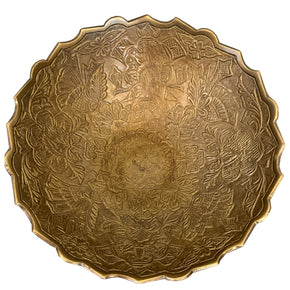 Vintage Handmade Etched 9 in. Round Brass Bowl