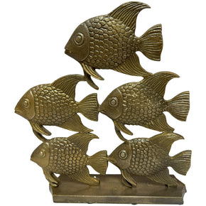 Vintage Brass School Of Fish Sculptural Shelf Decor