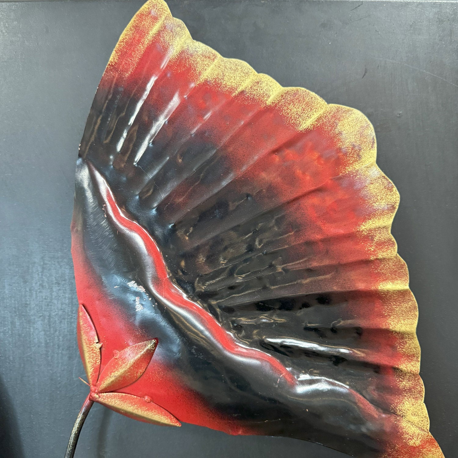 Artistically Handcrafted Metal Floral Wall Art On 24 in. X 36 in. Wood Base