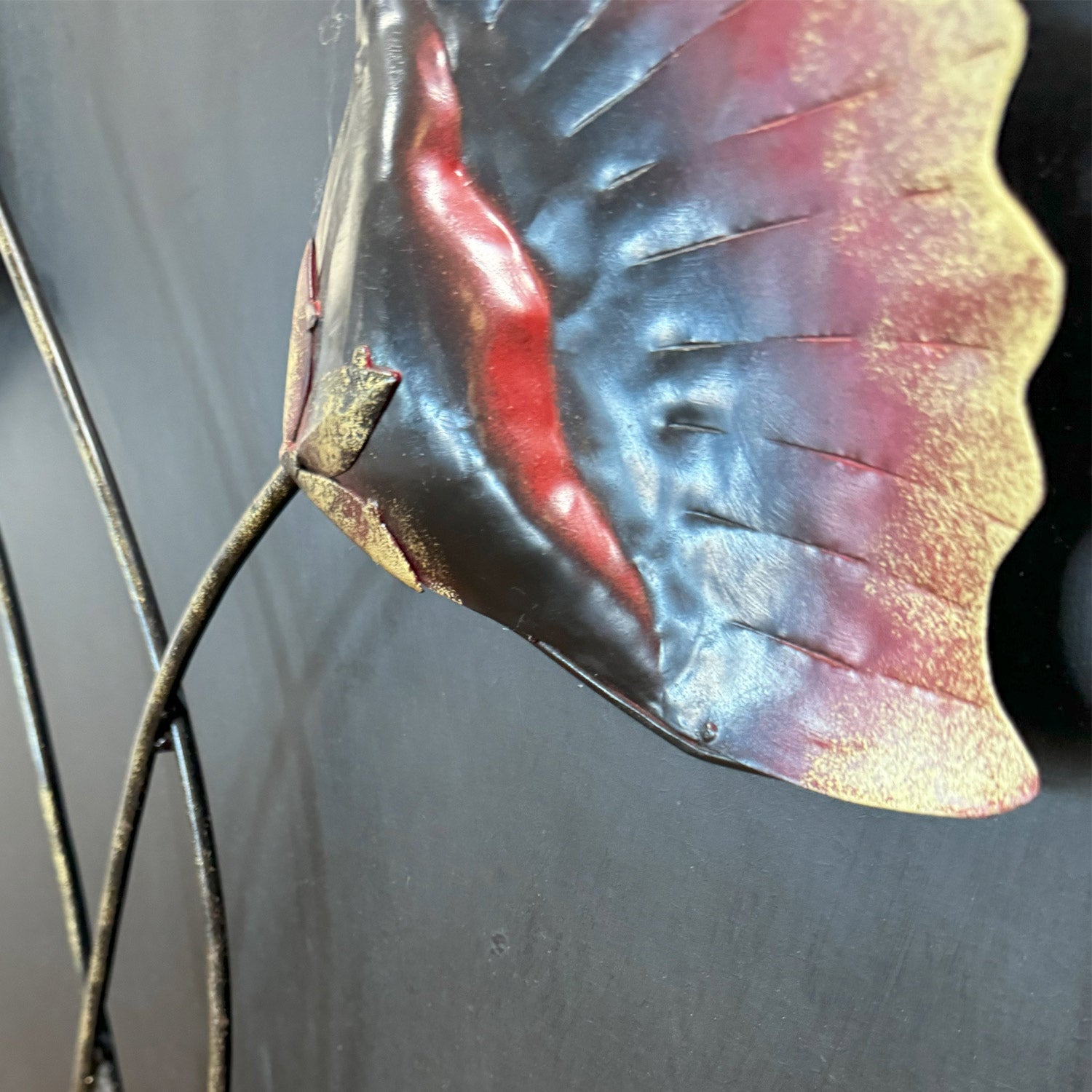 Artistically Handcrafted Metal Floral Wall Art On 24 in. X 36 in. Wood Base