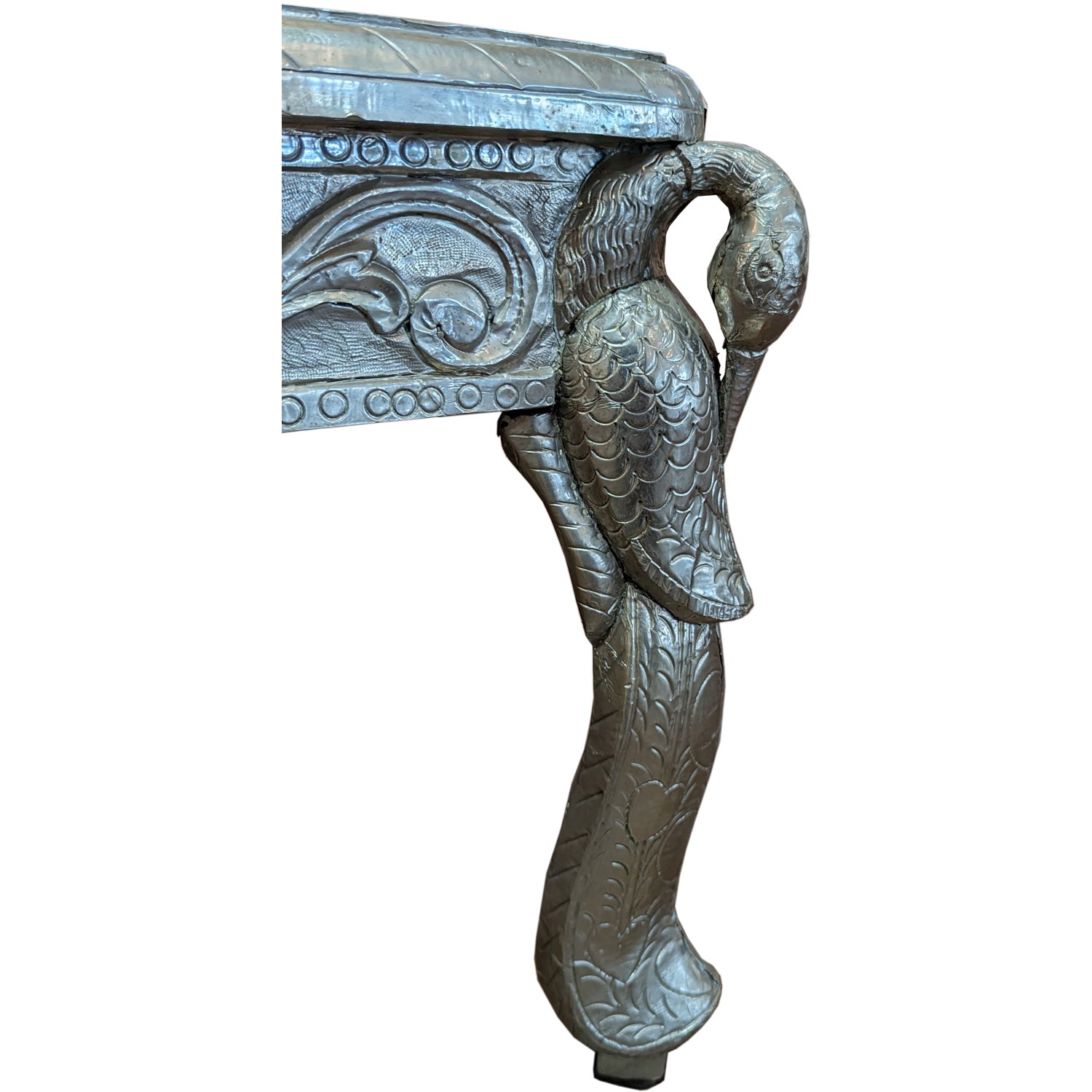 Vintage Hand Carved Metal Cladded SIlver