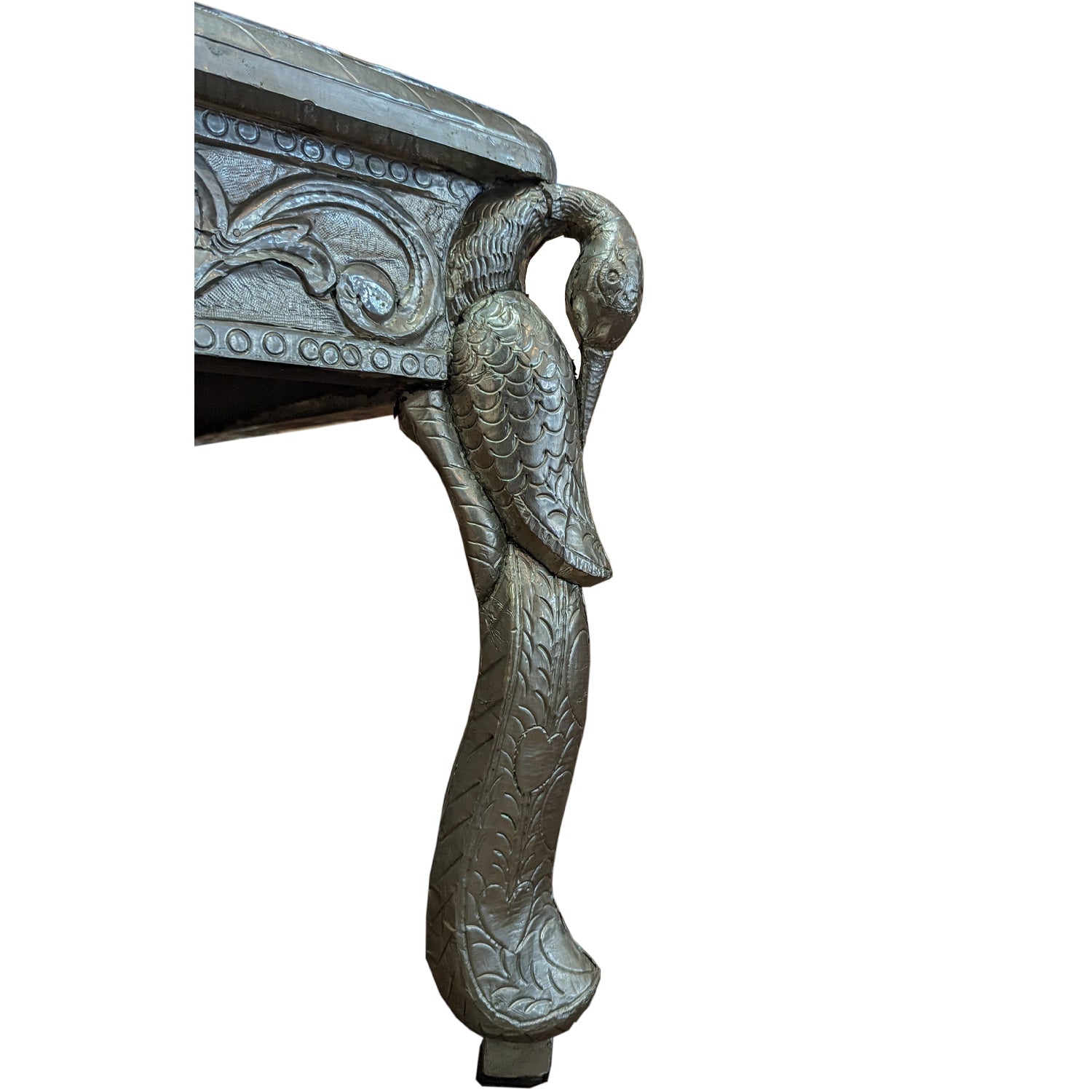 Vintage Hand Carved Metal Cladded SIlver