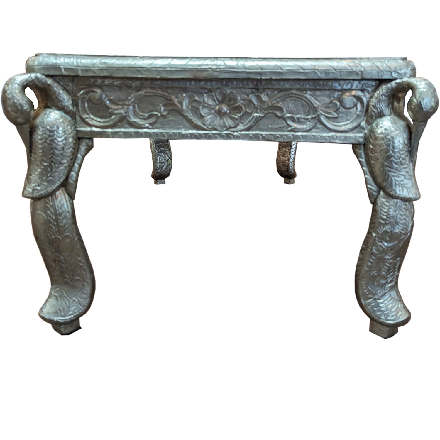 Vintage Hand Carved Metal Cladded SIlver