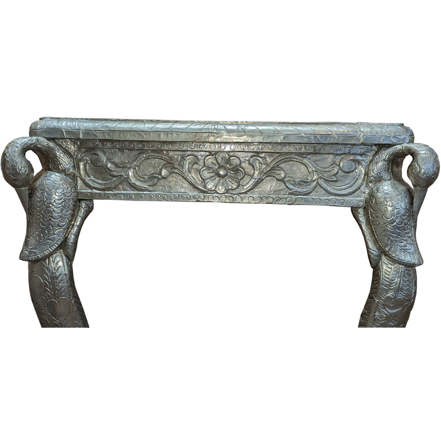 Vintage Hand Carved Metal Cladded SIlver