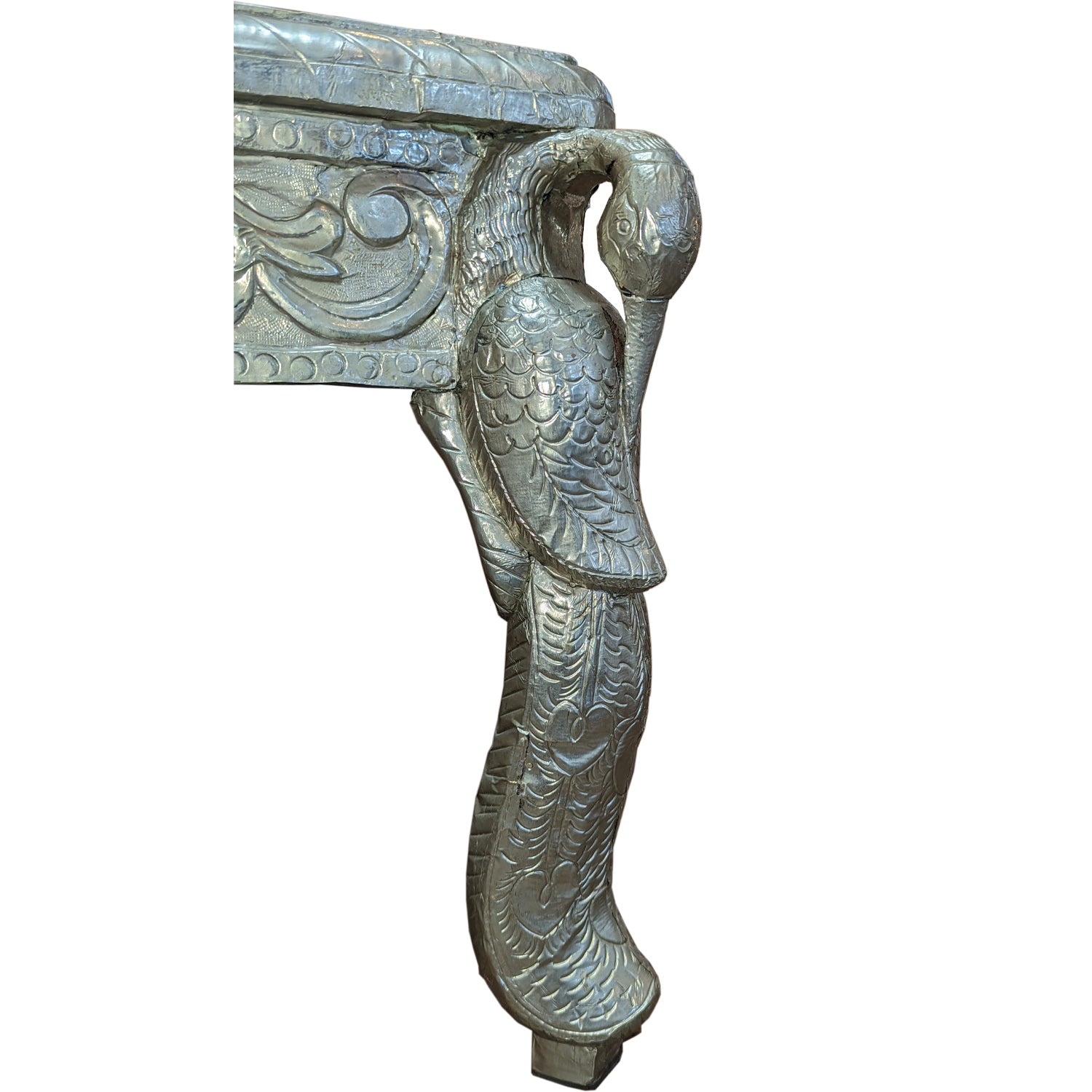 Vintage Hand Carved Metal Cladded SIlver