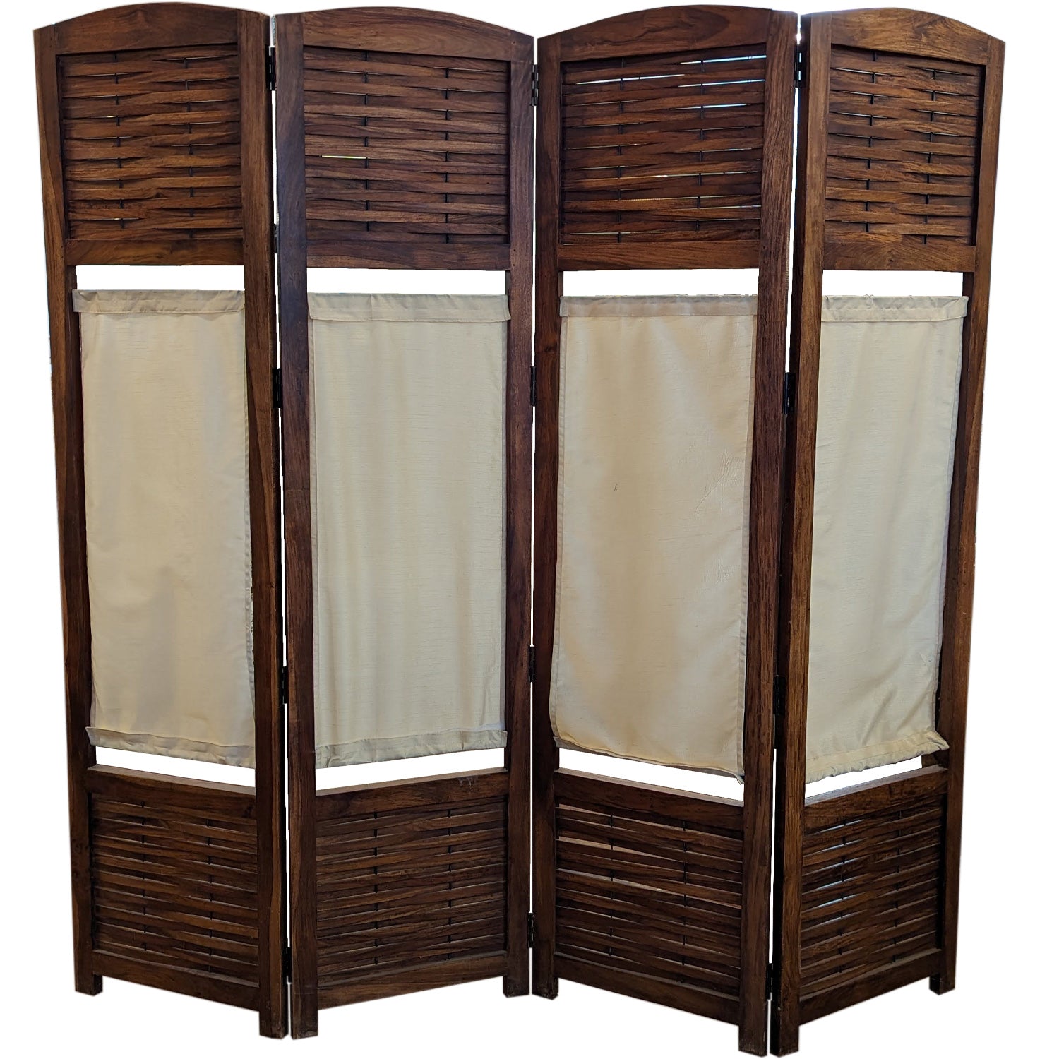 Handcrafted Intertwined Rosewood with Removable Silk panels Screen/Room Divider