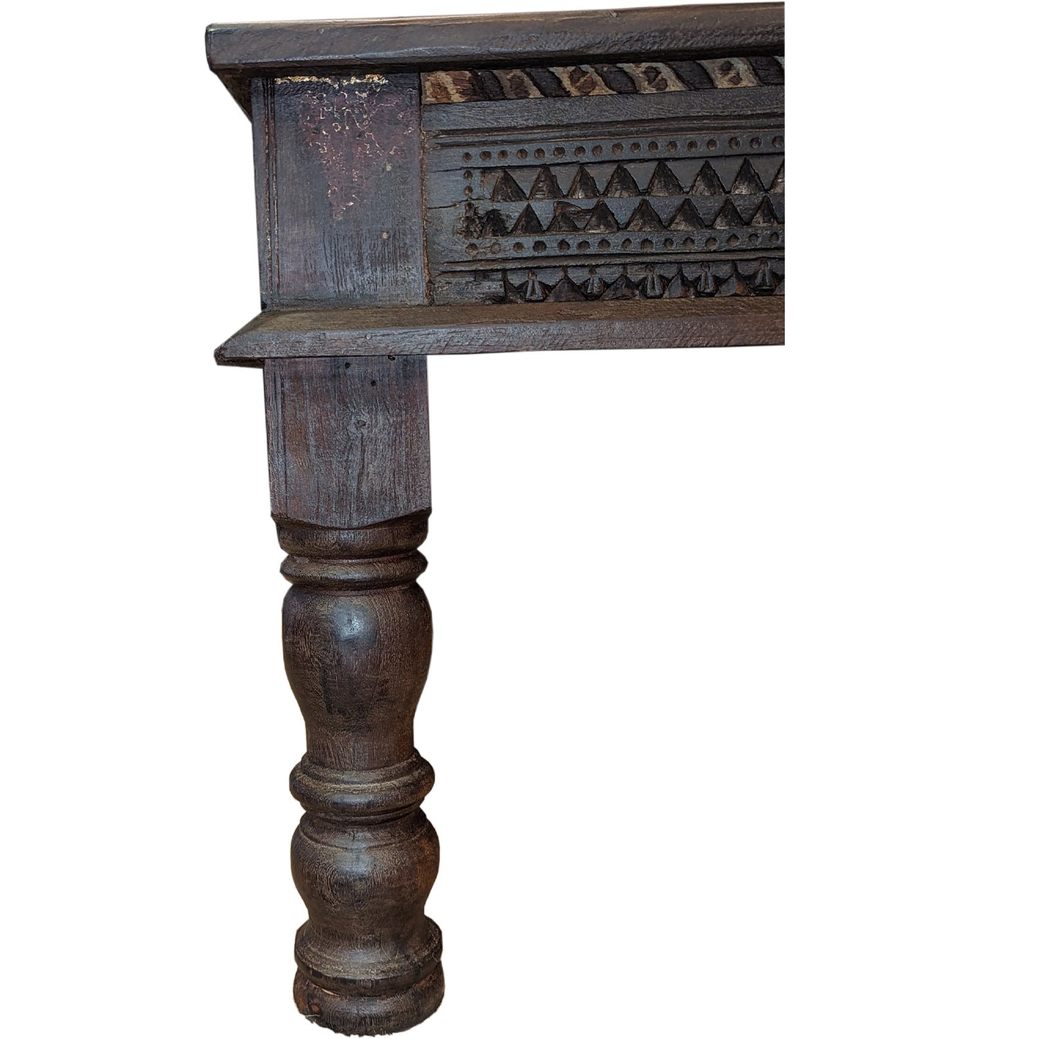 Transitional Style Solid Wood Carved Border Rectangle Coffee Table