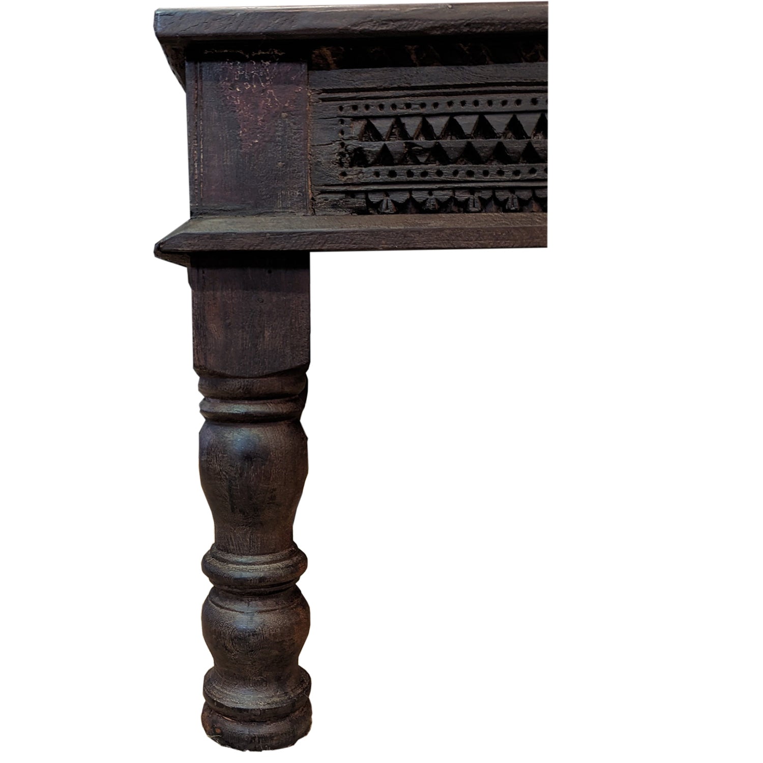 Transitional Style Solid Wood Carved Border Rectangle Coffee Table