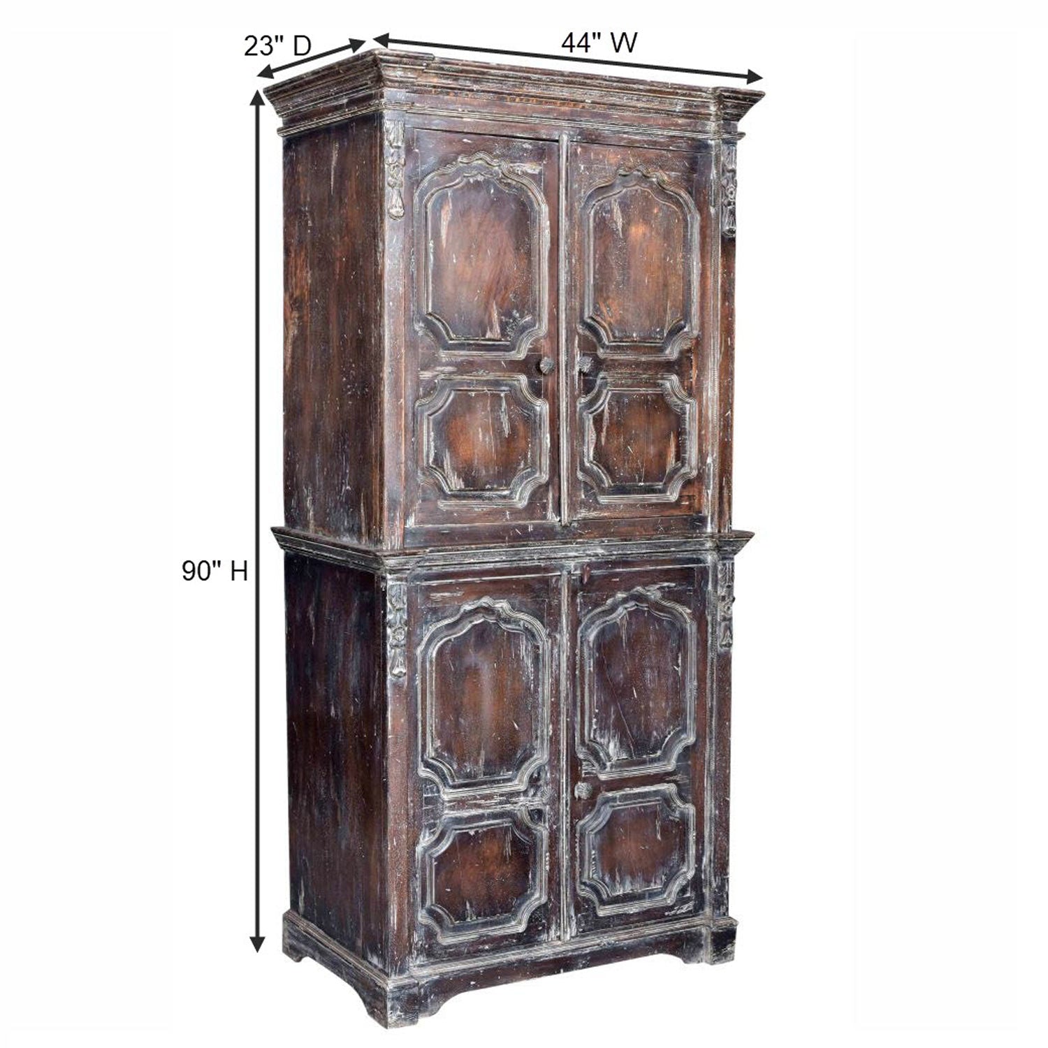 Vintage French Style Elegant Solid Wood Distressed Armoire
