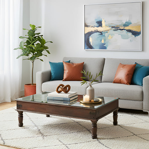 Rustic Antique Door Upcycled Solid Wood Large Coffee Table - Far