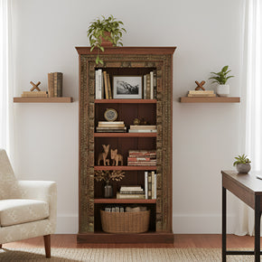 Antique Carved Doorframe Repurposed Rustic 5 Shelves Bookcase