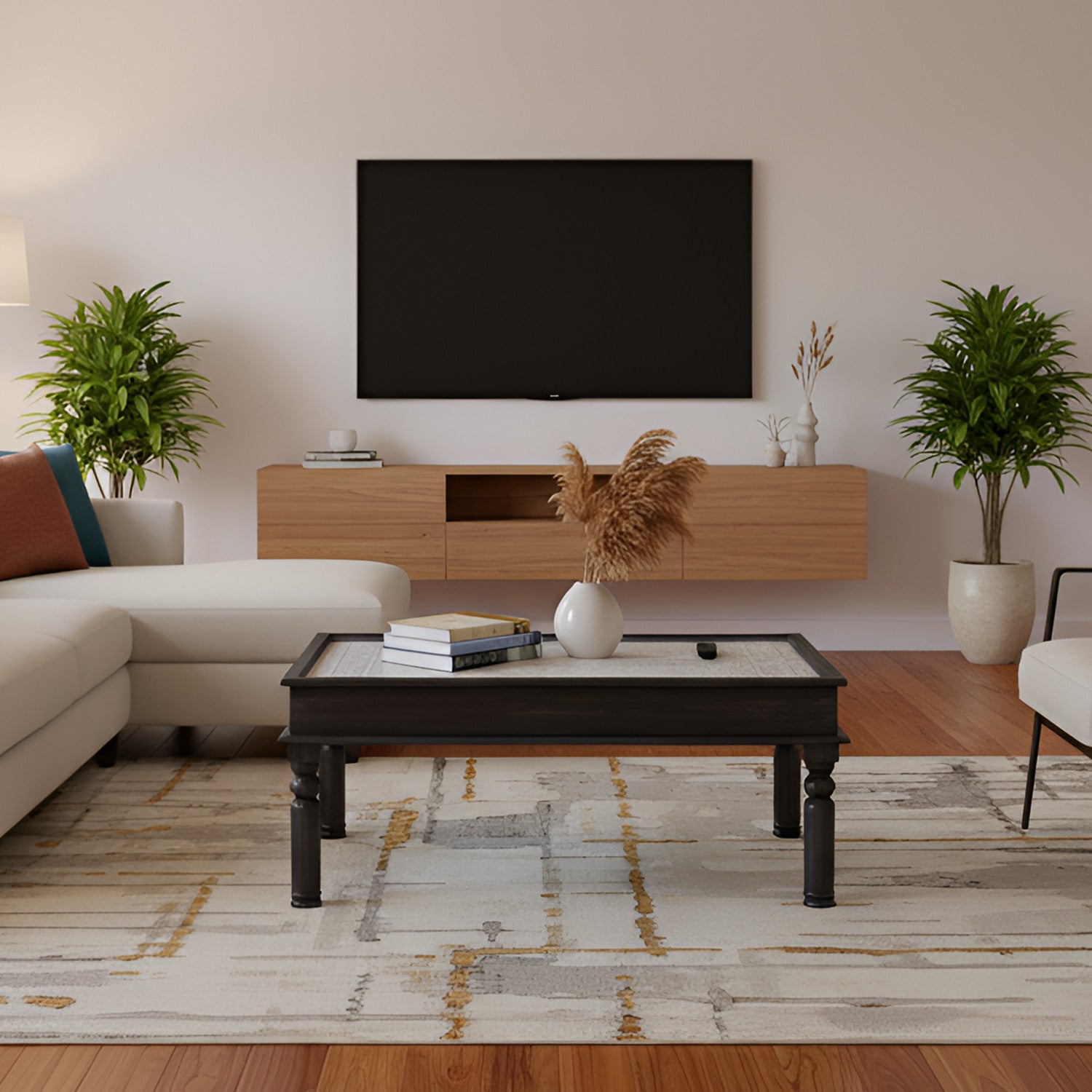 Carved Wooden Panel Inset Two-Tone 36