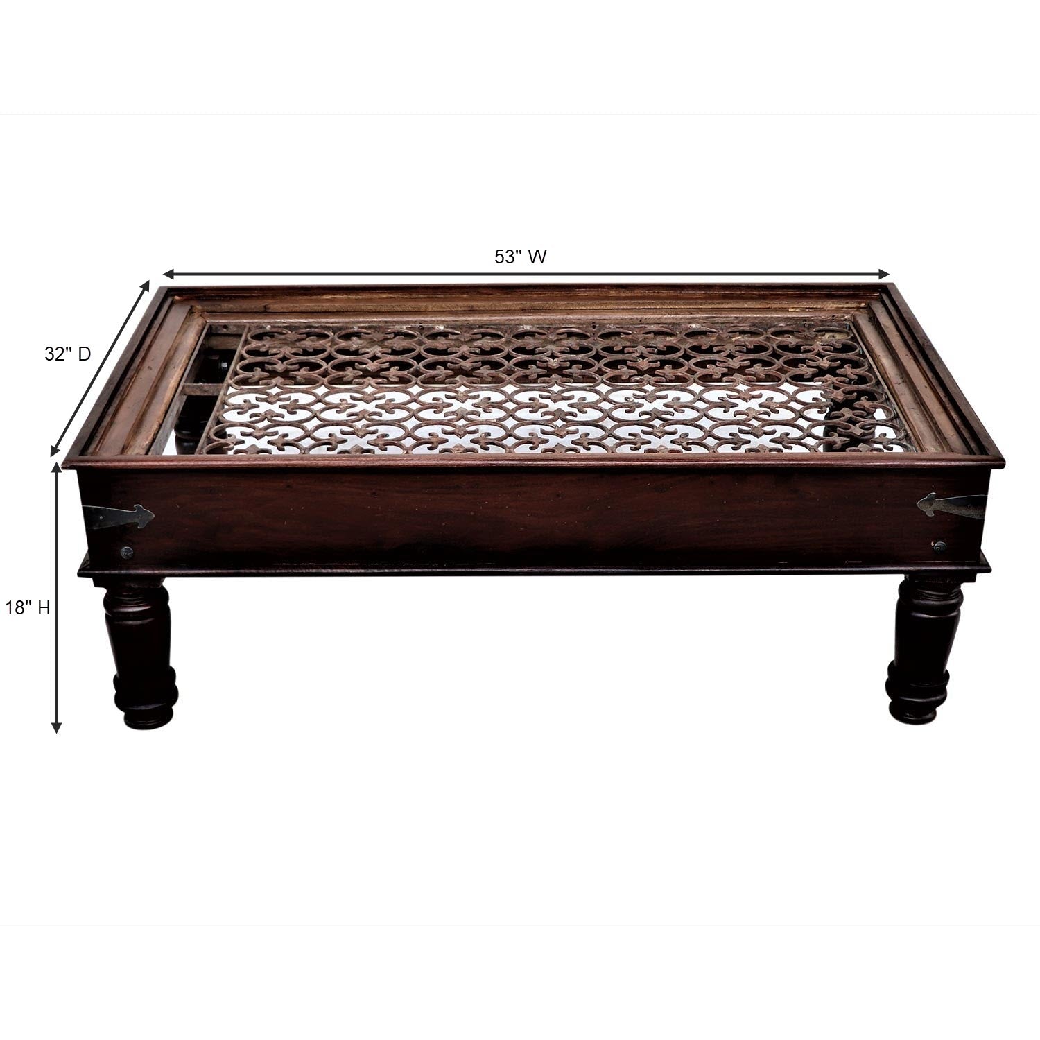 Vintage Iron Grill Window Repurposed Unique Coffee Table