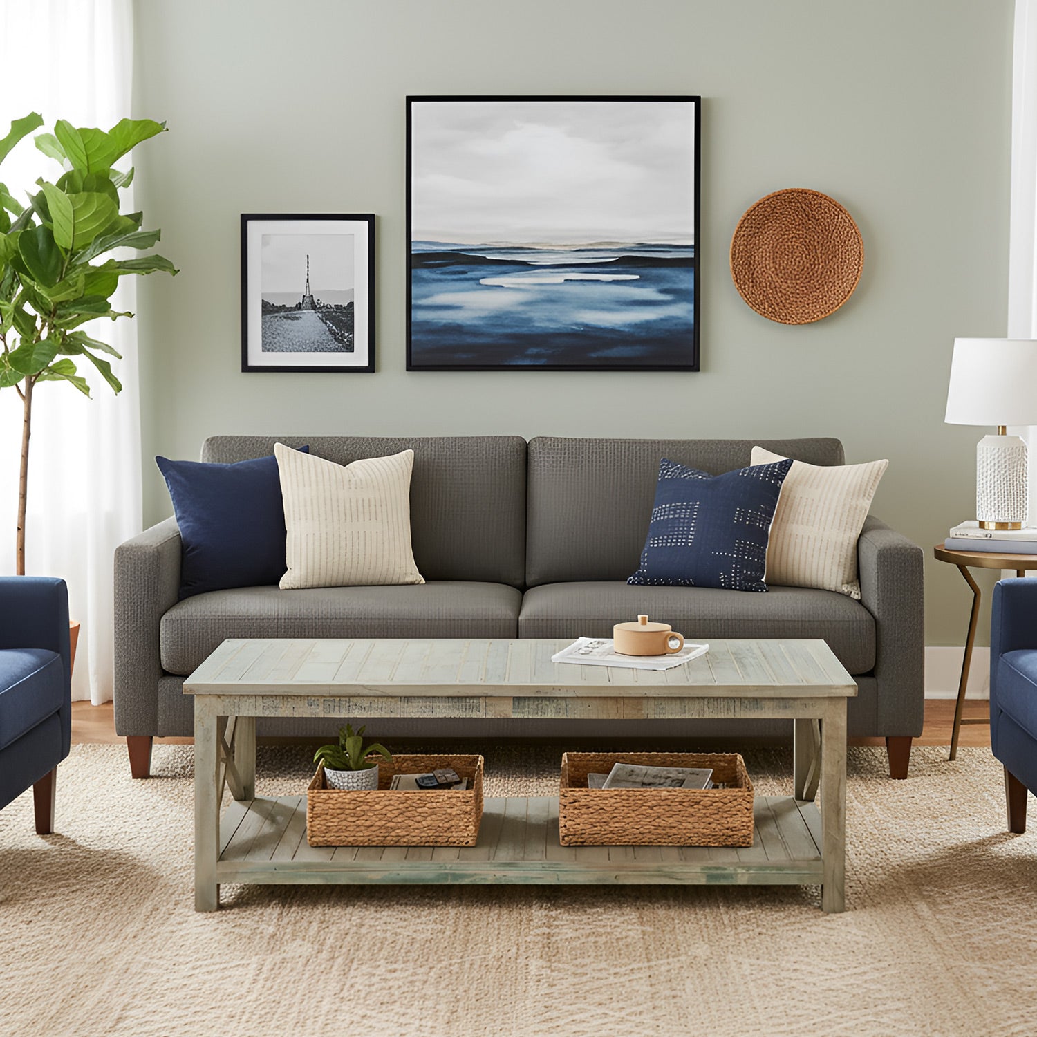 Distressed Reclaimed Wood Coastal Style Large Rectangle Coffee Table