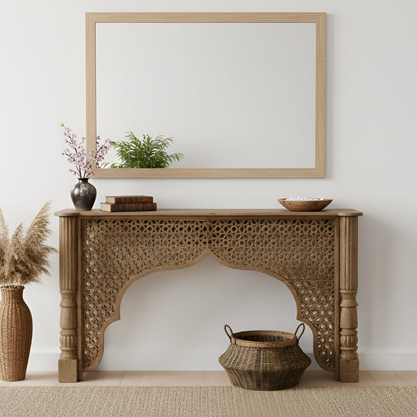 Mediterranean Style Carved Lattice Arch Solid Wood 75